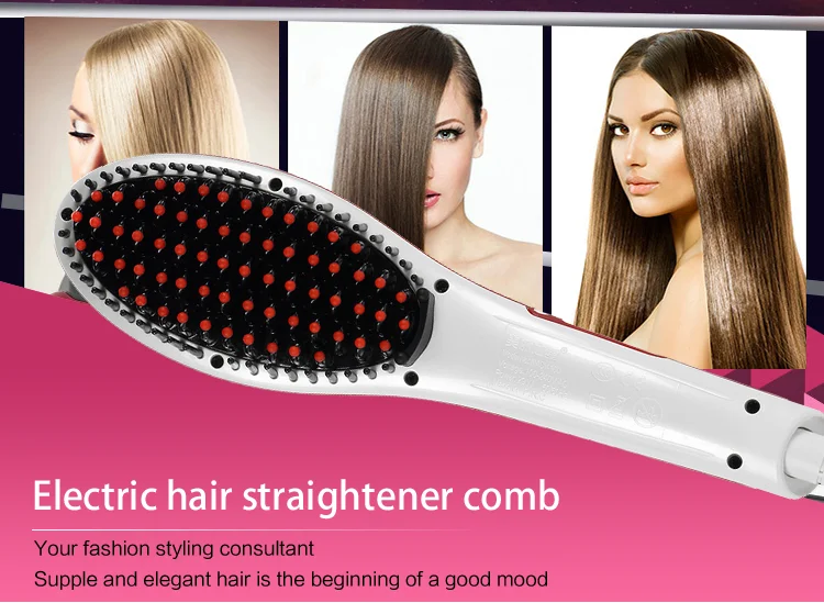 2017 Wholesale Cheap Professiona electric magic private label ceramic custom hair brush hair straightener comb hair comb