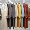 Turn down collar double-breasted European style long wool coat