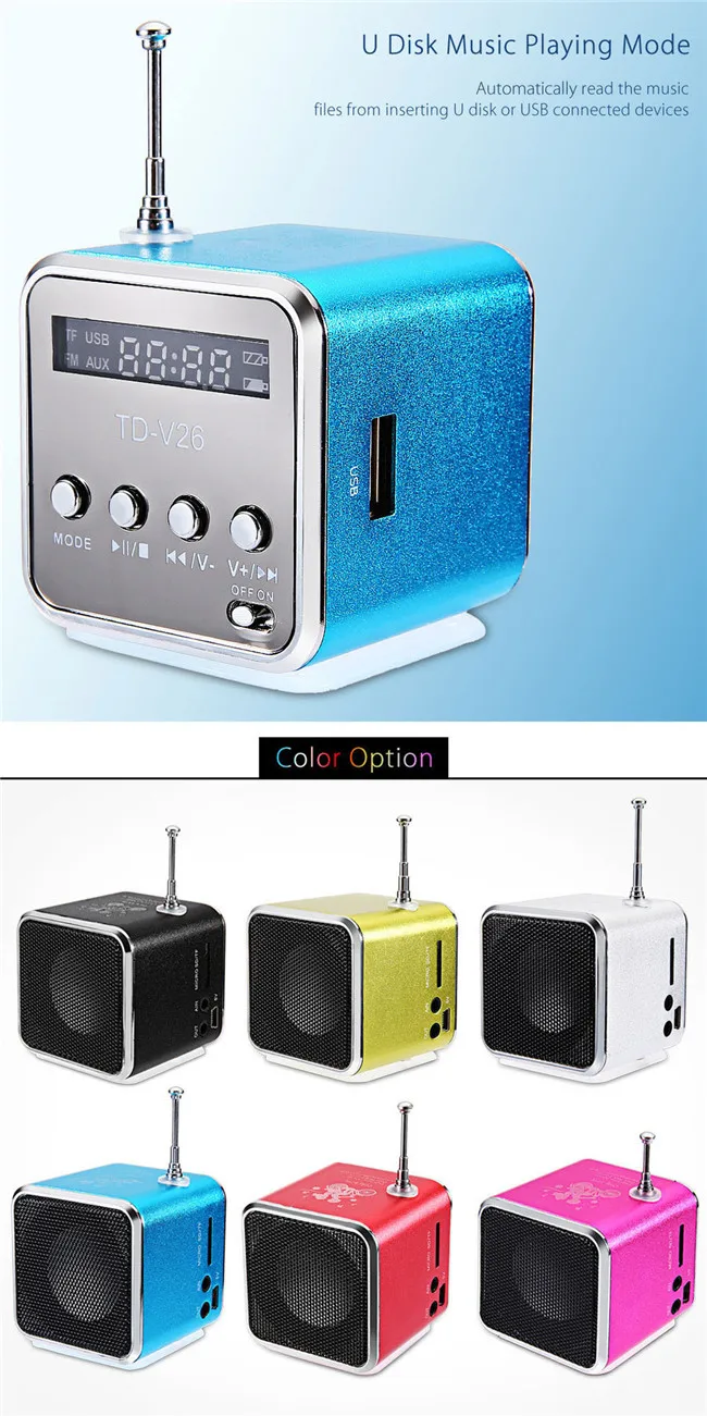 Mini Radio Fm Numérique Portable, Écran Lcd De Td-v26 Pouces, Bluetooth  1.0, Haut-parleurs Rrdio Avec Support Récepteur, Carte Tf, 5.0 - Radio -  AliExpress