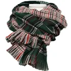 Women stole wrap neck yellow tartan oversized blanket scarf