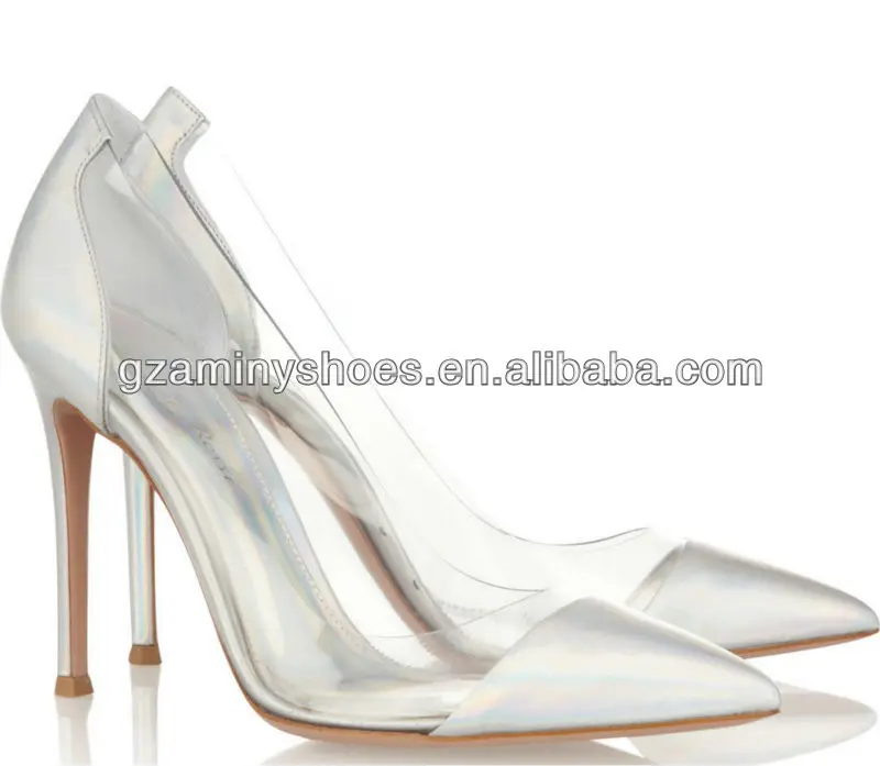 clear thick heel pumps