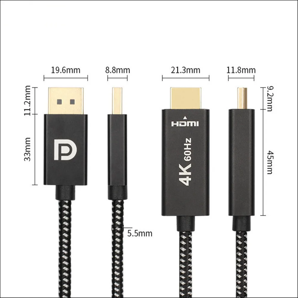 DisplayPort to HDMI Cable 6.6 Feet HDMI to DisplayPort Cable Nylon Braided DP to HDMI Cable for HDTV, Monitor, Projector - ANKUX.COM