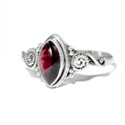 Natural Garnet Gemstone Rope detail Sterling Silver Ring Jewelry Custom