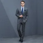 Custom suit labels 50% wool jackets and blazers grey coat pant men suit office wear