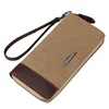 Fashion leather canvas custom logo men long wallet ladies case hold money and credit card holder wallet with high quality