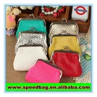 Frame bag mini polyester purse metallic pvc purse glitter pu chain purse small wallet cheap good promotion