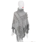 Fashion gray acrylic women winter knitting shawl