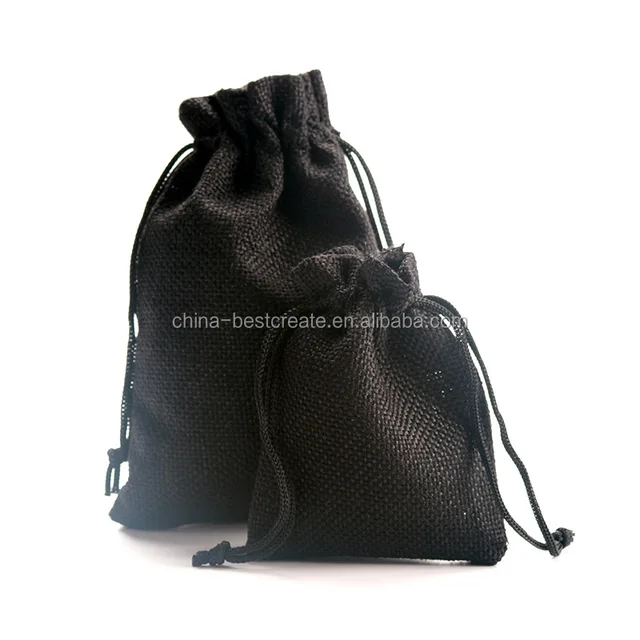 jute cosmetic sacks black burlap gift bag with drawstring