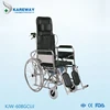 Reclining high backrest manual wheelchair with commode toilet