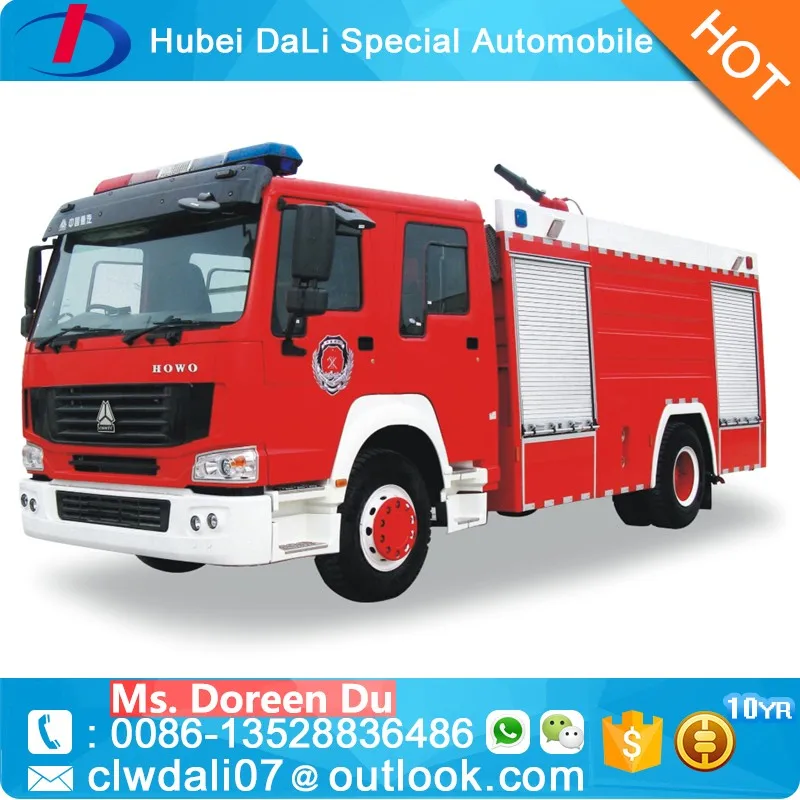 Sinotruk Howo 4x2 Dry powder water and foam fire truck with CB10/40 fire pump 