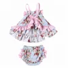 Fashion cotton floral printed outfits baby girl swing outfits made in China