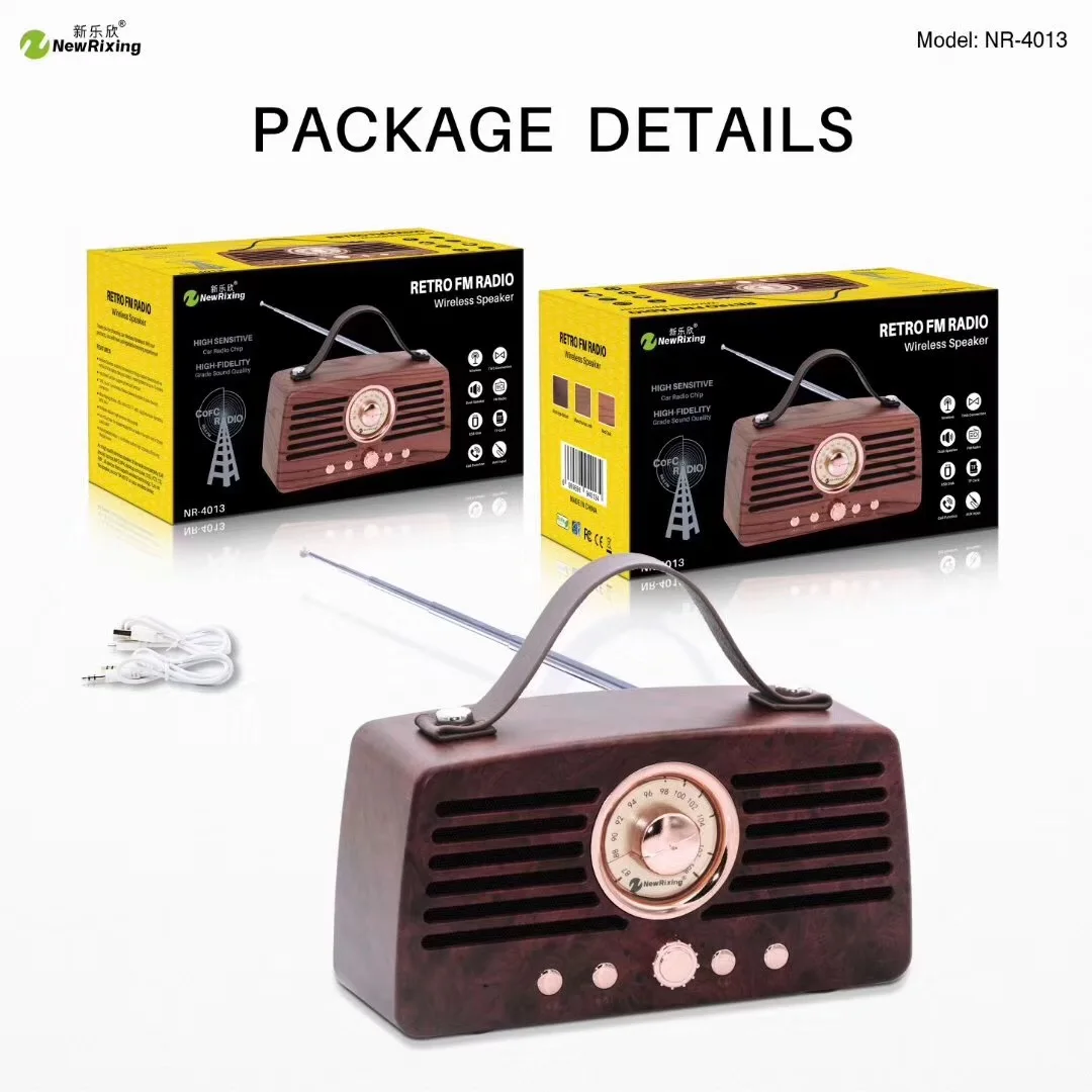 NR-4013 factory price retro vintage high quality sounds blue tooth speaker with fm radio - ANKUX.COM