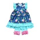 2019 Spring Baby Girls Flower Print Outfits Wholesale Children Boutique Clothing Floral Kids Clothes