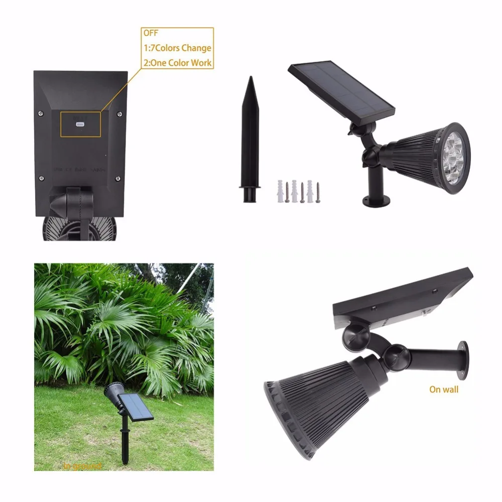 Asafee Solar Scheinwerfer Einstellbar Solar Powered Lampe 7 LED RGB In-Boden Licht Wasserdicht Landschaft Wand Licht Outdoor Garten Asafee Solar Scheinwerfer Einstellbar Solar Powered Lampe 7 LED RGB In-Boden Licht Wasserdicht Landschaft Wand Licht Outdoor Garten