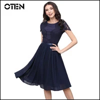 OTEN-Elegant-Women-Summer-Fashion-O-Neck-Casual-tunic-Party-A-Line-hollow-out-Patchwork-Lace