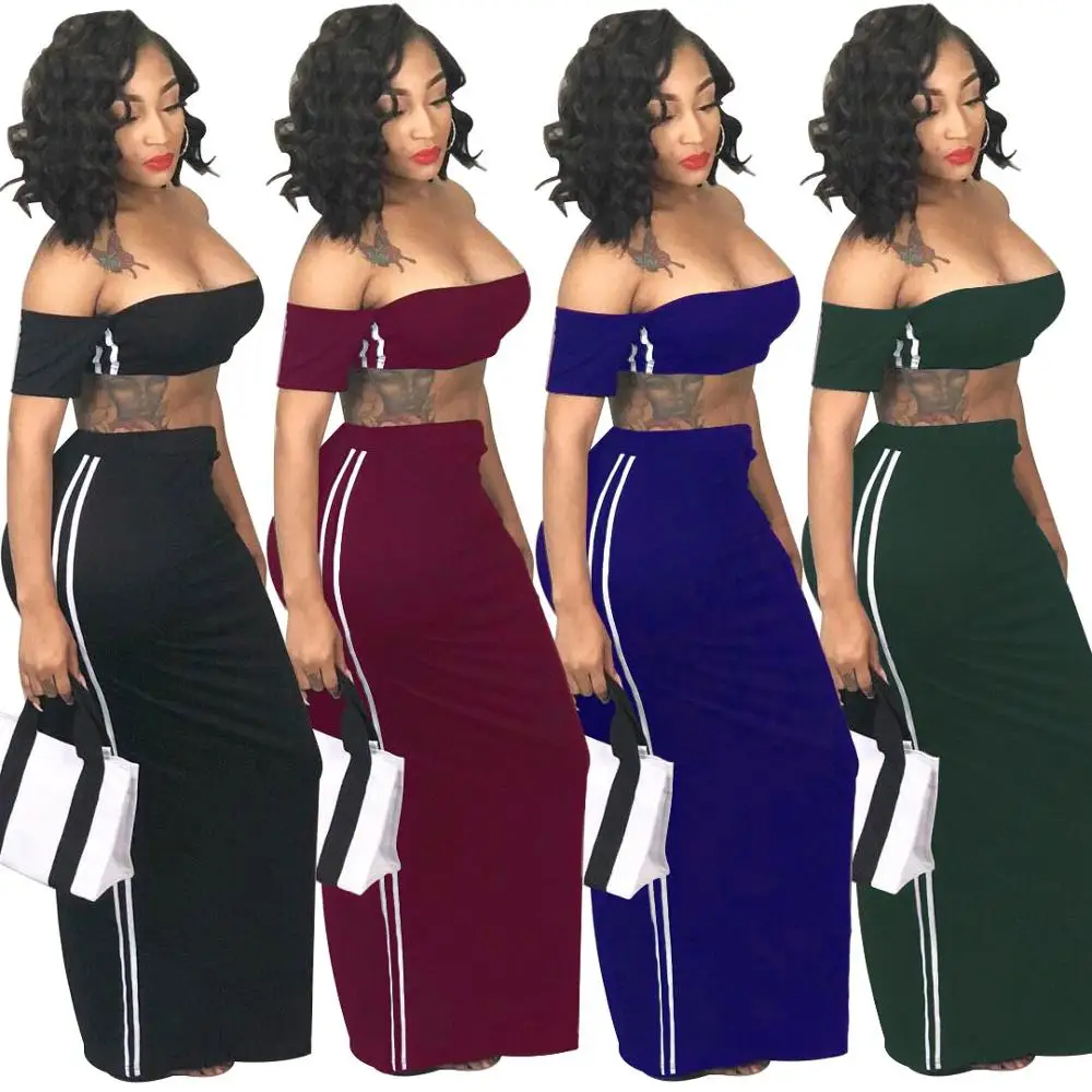 KC-SC8266 Kuchi-Global wholesale sexy crop top and long dress two pieces set women clothing