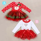 2015 Latest Christmas Baby Girl Red Infant Dot Print Tutu Princess Kids Dress For Toddler Girl Clothing