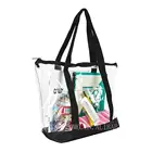 Custom Clear Black PVC Beach Bag With Zipper Closing Transparent Tote Bag
