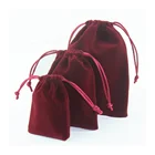 Wine-colored velvet bag,Custom velvet jewelry bag,Velvet drawstring pouch for gift