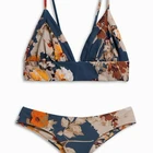 Womens Printed Cut Out Triangle Bikini Halter Racerback Swimsuit Beachwear
