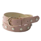 FM Brand pu pink stud belt women custom image flower belts for lady