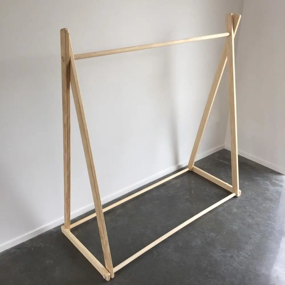 Cute and Easy Use Indoor/outdoor Balcony  Folding Wooden Clothes Drying Rack  for Baby and children .jpg
