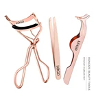 3-pieces Stainless Steel Eyelash Curler Rose Gold Eyelash Applicator Eyebrow Tweezers Set