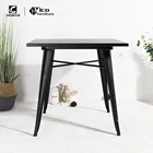 Industrial iron tea coffee restaurant black square dining table