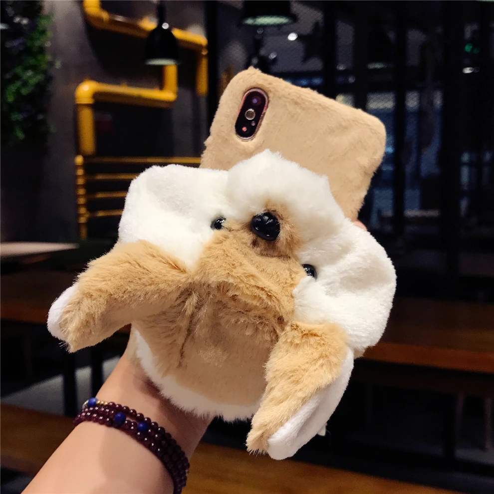YEMIAO Pig Dog Hat Fur Case For iPhone X 6 6S 7 8 Plus Girl Style Winter Warm Cute Cover For iPhone X 10 6 6S 7 8 Plus Accessory (6)