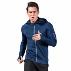 mens dry fit hoodie wholesale accept custom printing zipper fitness long hoodie