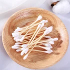 Custom 400pcs skin care cotton bud swab double tips bamboo stick cotton ear buds