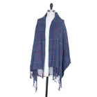 Navy Blue plaid pashmina shawl shimmer100% cashmere scarf