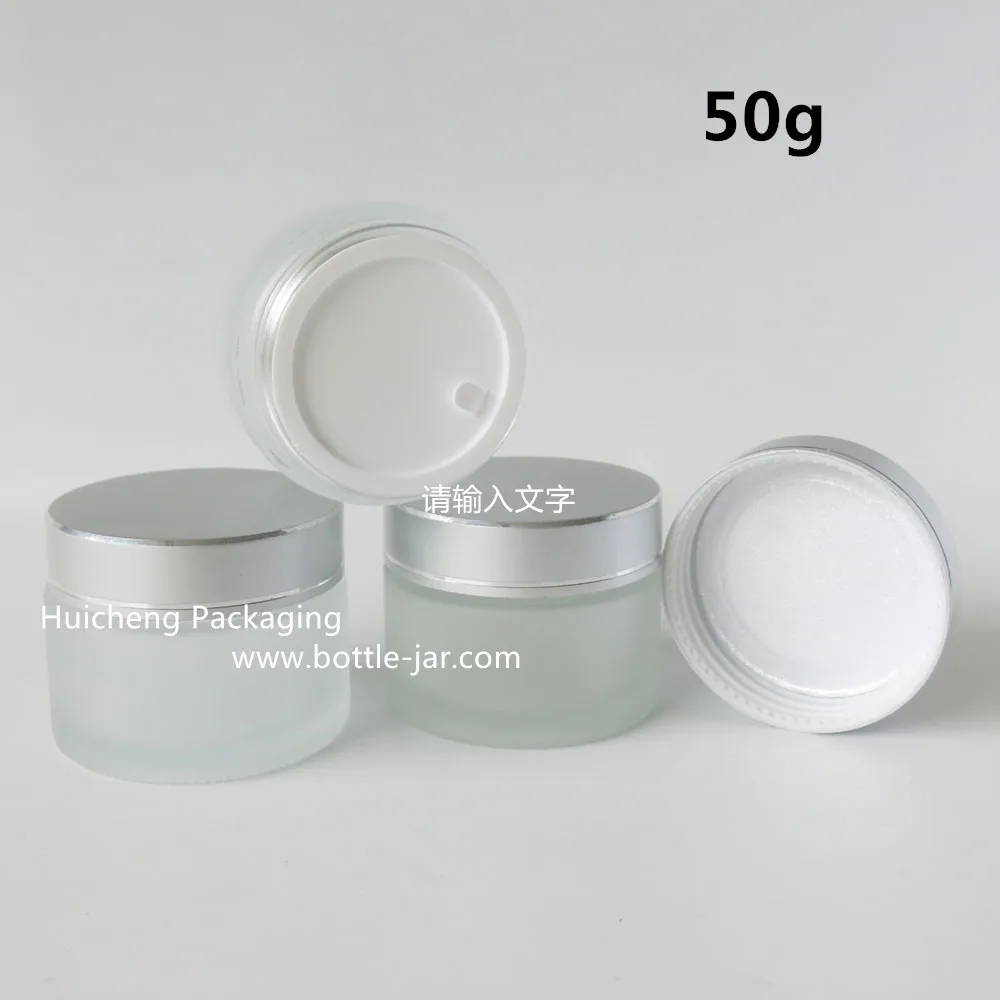Wholesale 50 G Frosted Glass Cosmetic Jar With Sliver Cap Buy 50g Jar