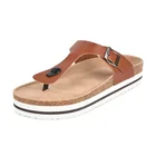 New design high quality cork sole ladies platform thong fashion sandals for women