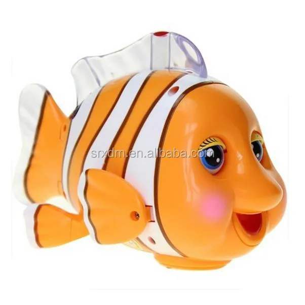 custom electric 3d lights clown fish toy with flashing song bump