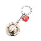 France Souvenirs Beautiful City Paris Eiffel Tower With Epoxy Logo Rotatable Key Chain Custom Metallic Keyring
