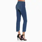 2019 fashion OEM factory custom blue jeans denim pants womens trouser with high quality