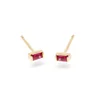 LOZRUNVE Solitaire 925 Sterling Silver Color Tiny Ruby Red Baguette CZ Stone Stud Earring