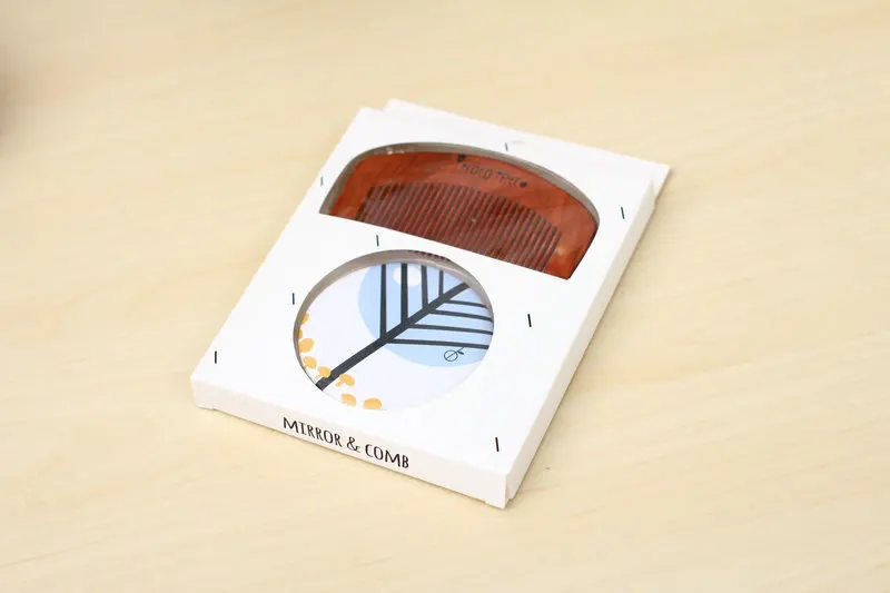 Student life supplies wholesale strange tree mirror comb wooden comb mirror ML-HZ2399 tinplate package
