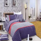 European Full Queen Size 100% Cotton Stripe Bedclothes Linen , Bedding Set With Flat Sheet Ang Quilt Cover