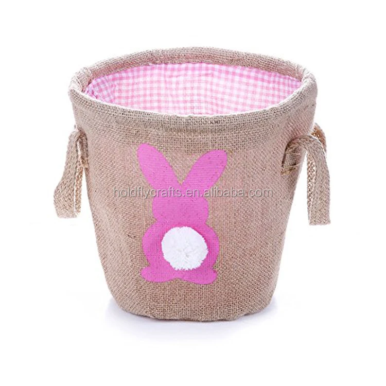 best sell kid easter bunny basket rabbit ear seersucker bunny