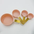 Plastic Pink Eco-friendly 8pcs Set Measuring Cups And Spoons Set Rose Gold Handle