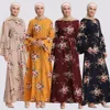 2019 Women Islamic Abaya Turkey Long Casual Muslim Dress Floral Printing Maxi Dress