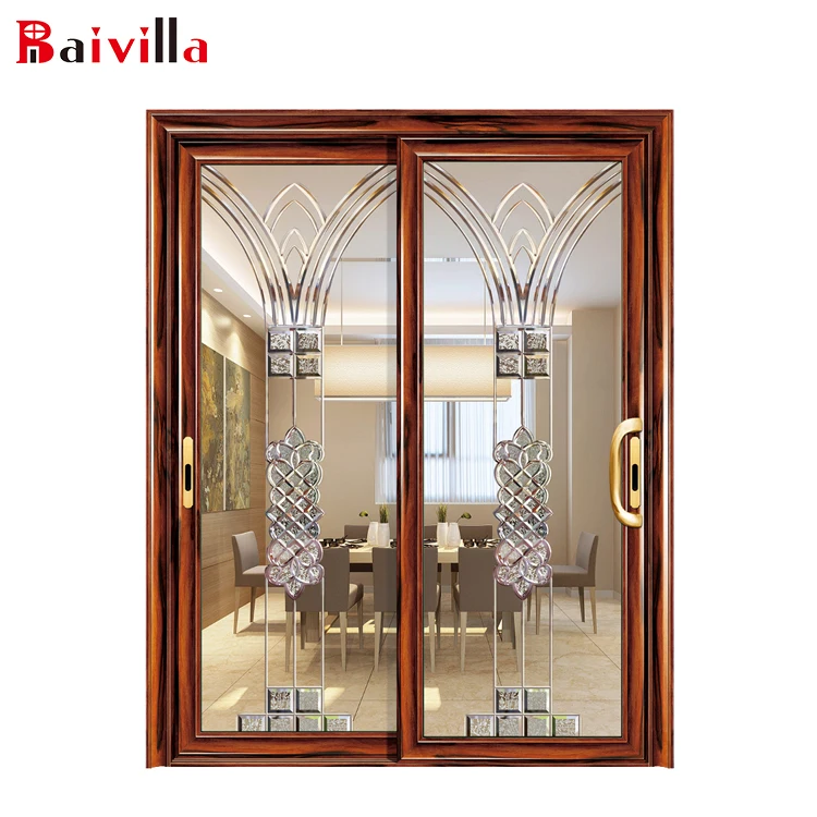 Wooden Finish Frame Glass Partition Door Sliding Product On Alibaba Com