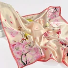 Scarf No MOQ High End Custom Digital Print Square Pure Silk Charmeuse Lady Scarf