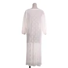 Fashion women white lace long dress ladies v neck sleeveless sexy casual hollow dress