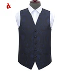 Hot Sale Fashion Navy Paisley Groom Waistcoat Mens Vest