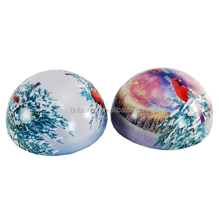 christmas popular hot sale round ball shape tin toy candy tin