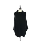 Classic Design Pullover Batwing Cowl Neck Black Sweater Poncho