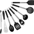 8 Piece Silicone Kitchen Spatula Set - Black Professional BPA Free Cooking Utensils